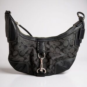 Coach Hampton Black Signature Jacquard Hobo 11576 Vintage Y2K